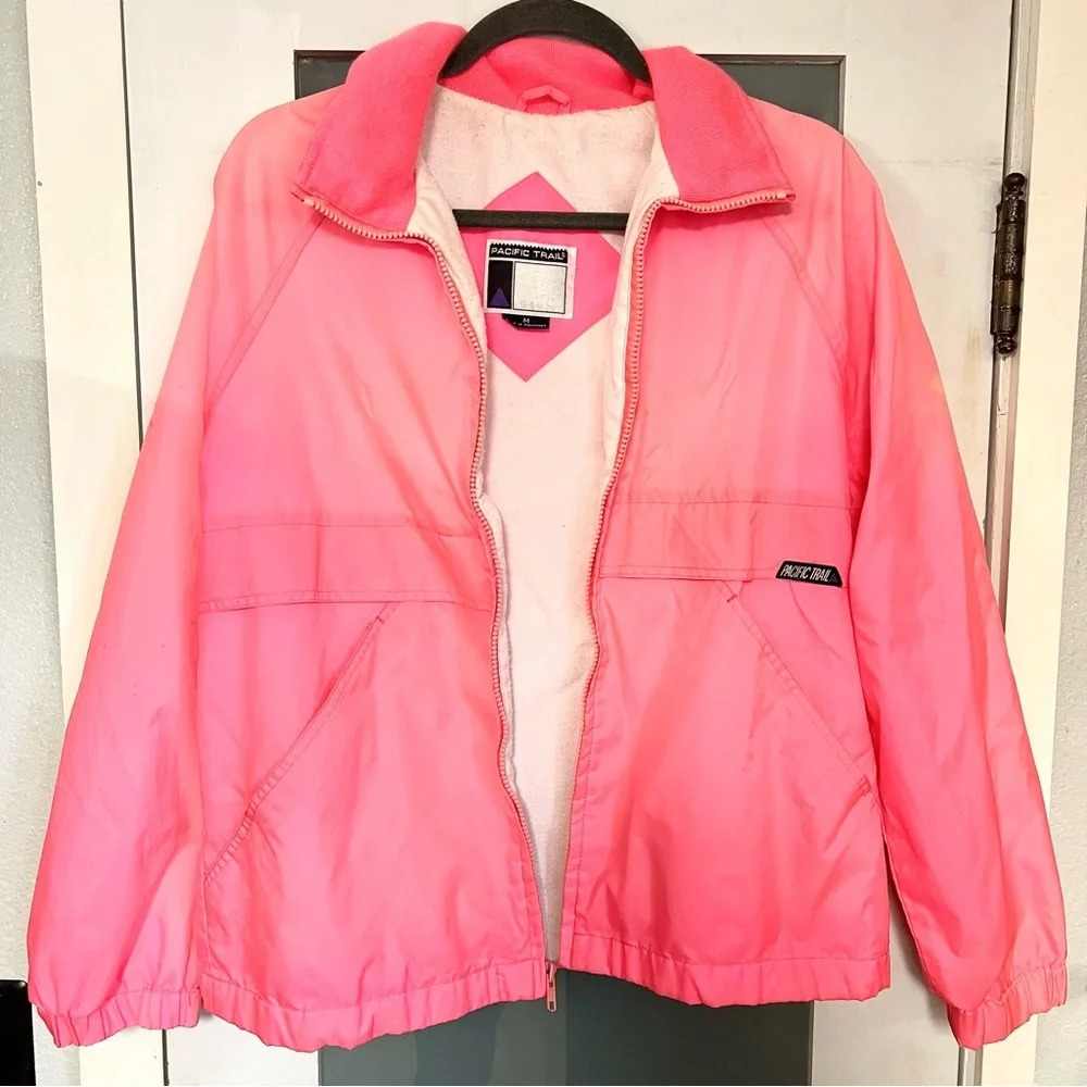 80s Vintage Pacific Trails Pink Lightweight Womens Windbreaker Jacket Size Med - Picture 3 of 14